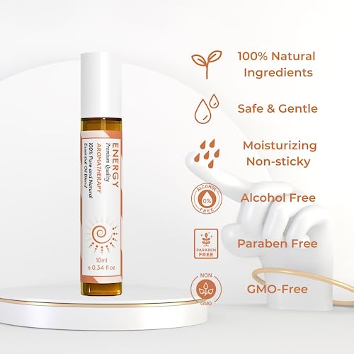 Benatu Energy Essential Oil Roll On Blend (with Clove, Lemon, Grapefruit Oil)- Travel Size Relaxing Roller - AB Mystery