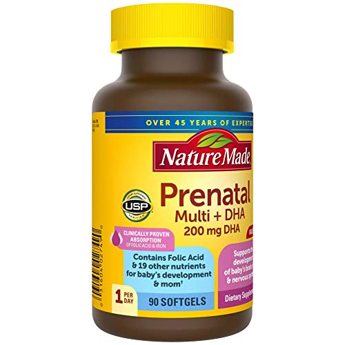 Prenatal Vitamin + DHA Softgel with Folic Acid, Iodine and Zinc, 90 Count Nature Made