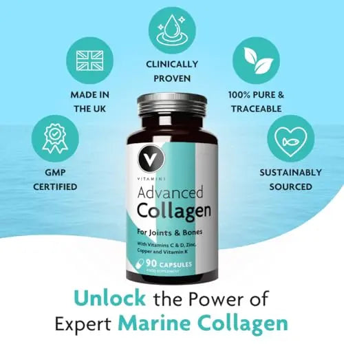 Premium Advanced Collagen Complex for Joint and Bone Health – High Strength Marine Collagen with Vitamin D3, Zinc, and Copper - AB Mystery