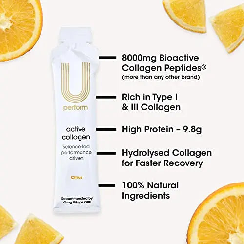 U Perform - Sports Muscle Recovery Supplement - High Protein Liquid Collagen Drink - Great for Joints Repair - Citrus Tasting and Natural Ingredients Based (8000mg) (14 sachets) - AB Mystery