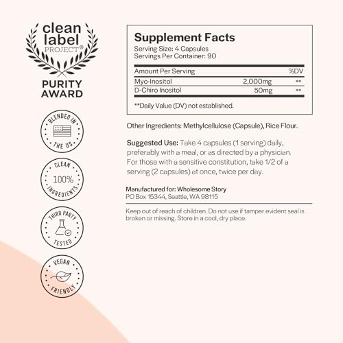 Myo-Inositol & D-Chiro Inositol Capsules, 90-Day Supply, 40:1 Ratio for Hormonal Balance - AB Mystery