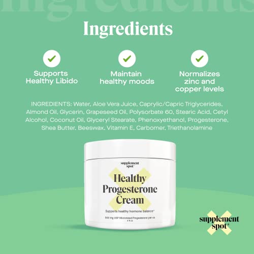Supplement Spot Healthy Progesterone Cream for Women – Micronized Bioidentical Progesterone Cream - AB Mystery