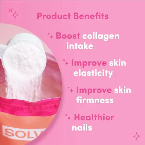 SOLV Premium 5000mg Pure (Type 1) Marine Collagen Peptides 50mg Hyaluronic Acid, Vit C, Biotin, Vitamin A - AB Mystery
