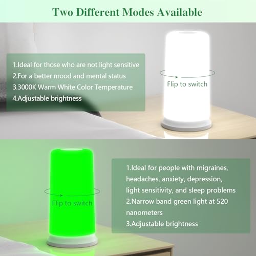 Green Light Lamp for Migraines,Mood Light Therapy Lamp 10000 Lux,Narrow Band Green LEDs - AB Mystery
