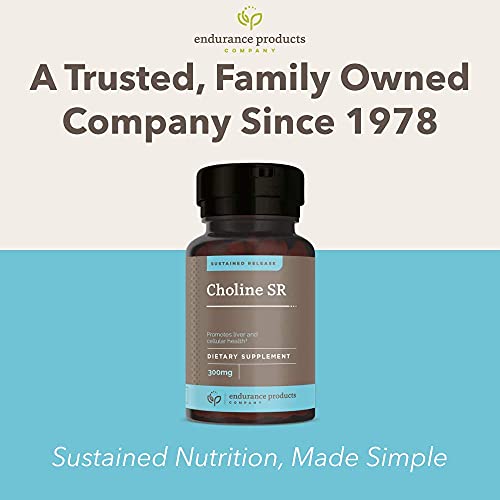 Choline Bitartrate Sustained Release - 300mg 200 Tablet - Promotes Brain Health, Mental Focus & Memory EPC ENDURANCE PRODUCTS COMPANY