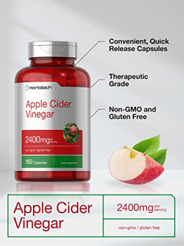 Horbaach Apple Cider Vinegar Capsules | 2400mg | 150 Count | Non-GMO, Gluten Free - AB Mystery