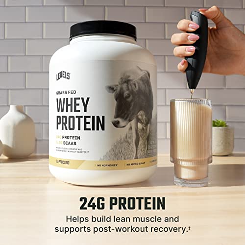 Levels Grass Fed 100% Whey Protein, No Hormones, Cappuccino, 5LB - AB Mystery