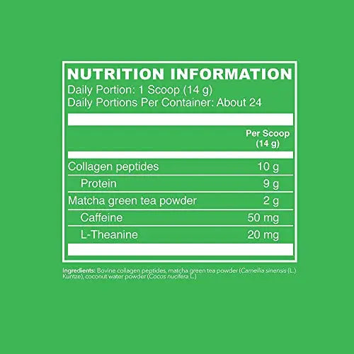 Vital Proteins Matcha Collagen Peptides Powder Supplement, L-theanine & Caffeine, Matcha Green Tea - AB Mystery
