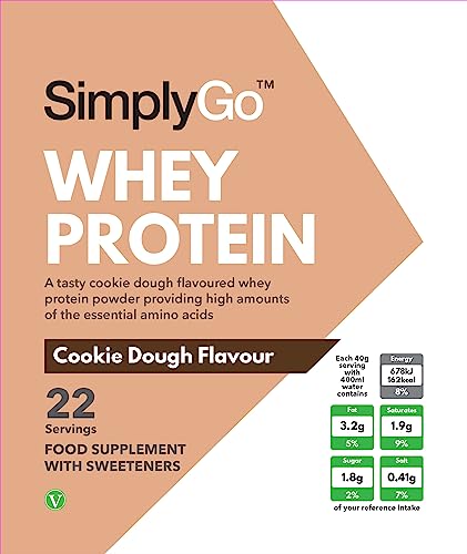 SimplyGo Whey Protein Powder | 900g | Simply Add 30g to Water, Juice or Shakes (Cookie Dough) Simply Supplements