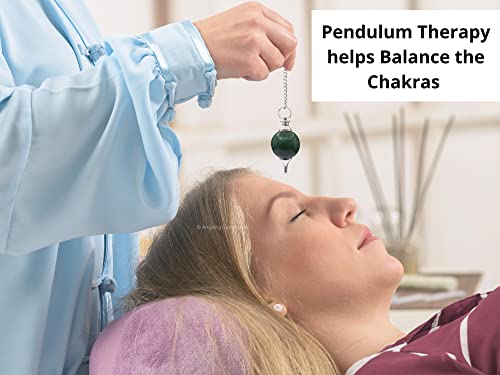 Green Aventurine Crystal Ball Pendulum for Divination - Dowsing Pendulum Necklace with Chain - AB Mystery