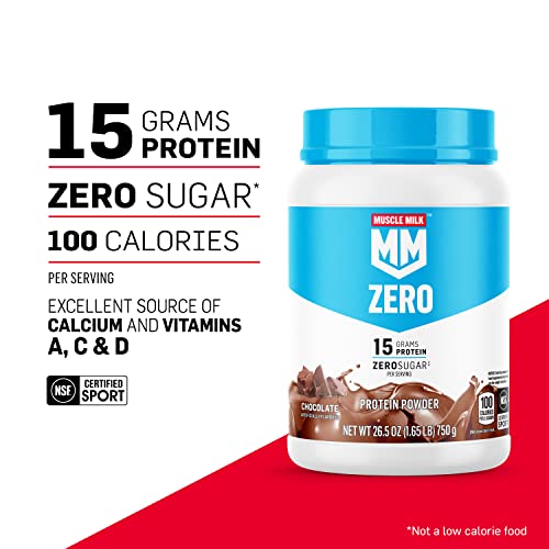 Muscle Milk ZERO, 100 Calorie Protein Powder, Chocolate, 15g Protein, 1.65 Pound - AB Mystery