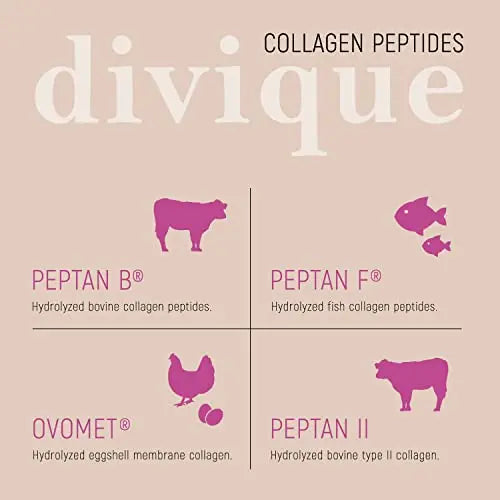 Collagen Capsules Divique Collagen Hyaluron 1500mg Collagen Peptides Type 1, 2, 3, 5, 10 - AB Mystery