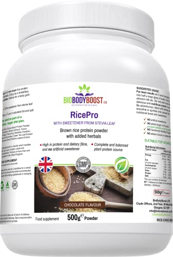 RicePro |Chocolate | Brown Rice Protein Powder with Added Herbals | Chicory Root Extract, Biobodyboost