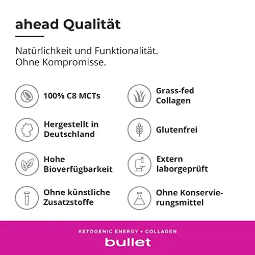 ahead BULLET | C8 MCT Powder with Collagen Powder - Vanilla - 300g - Perfect for Bulletproof Coffee - AB Mystery
