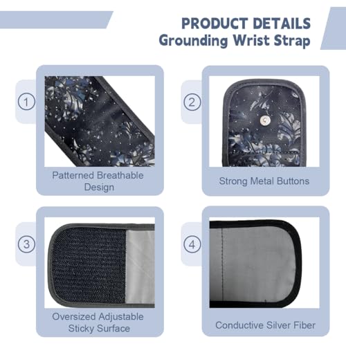 LOYDBDT Grounding Wrist Strap,Patterned Grounding Wristband,Unique Air Holes and Conductive Silver - AB Mystery