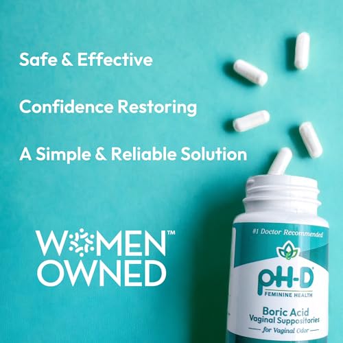 pH-D Feminine Health - 600 mg Boric Acid Suppositories - Woman Owned - for Vaginal Odor Use - 12 Count - AB Mystery