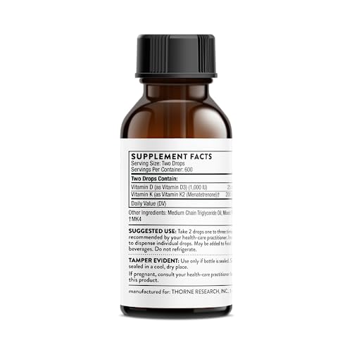 THORNE Vitamin D + K2 Liquid with a metered Dispenser - Vitamins D3 and K2 to Support - AB Mystery