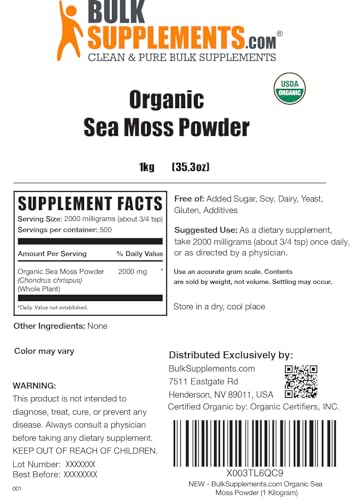 BULKSUPPLEMENTS.COM Organic Irish Sea Moss Powder - Sea Moss Supplement - AB Mystery