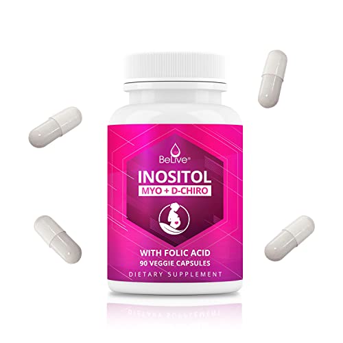 BeLive Myo-Inositol & D-Chiro Inositol Capsules - 90Ct I Inositol Supplement with Folic - AB Mystery