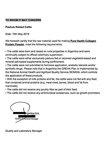 Pure Health Unflavored Collagen Powder Supplement 454g | 20g of Protein Per Serving - AB Mystery