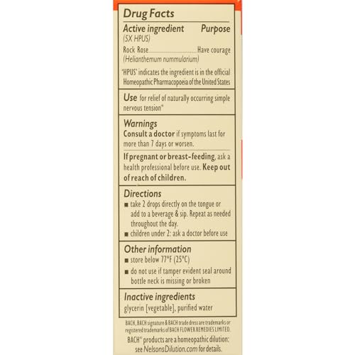 Bach Original Flower Remedies, Rock Rose for Courage (Non-Alcohol Formula), Natural Homeopathic - AB Mystery