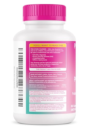 Pink Stork Total Postnatal Vitamins for Women with Vegan DHA, Iron, Folate, and Vitamin B12 Pink Stork