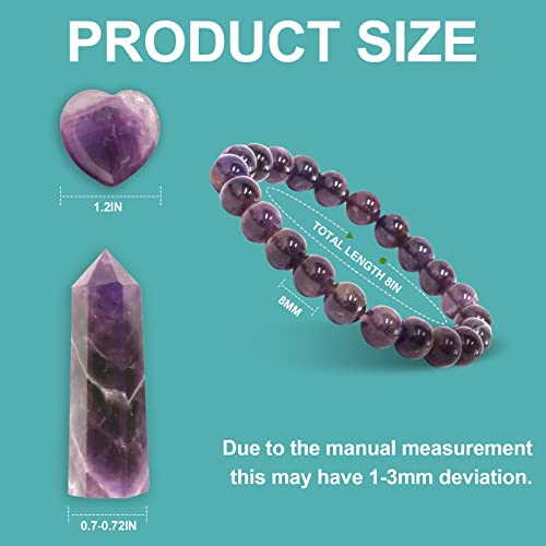 Goplemo Crystals and Healing Stones Gift Set, Amethyst Healing Crystals Set for Reiki Meditation - AB Mystery