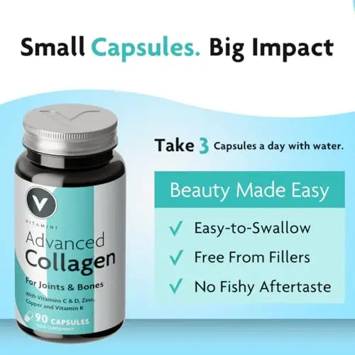 Premium Advanced Collagen Complex for Joint and Bone Health – High Strength Marine Collagen with Vitamin D3, Zinc, and Copper - AB Mystery