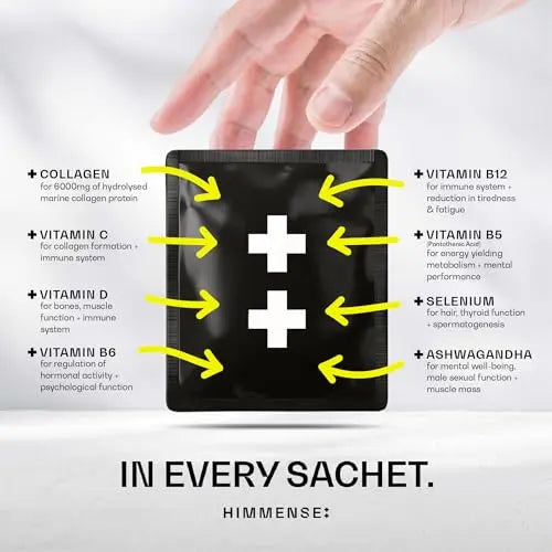 Hydrolysed Marine Liquid Collagen - 6000mg Type 1 Collagen Peptides enriched with 7 Vitamins Himmense