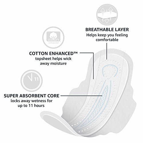 Amazon Basics Ultra Thin Pads with Flexi-Wings for Periods, Extra Long Length, Super Absorbency - AB Mystery