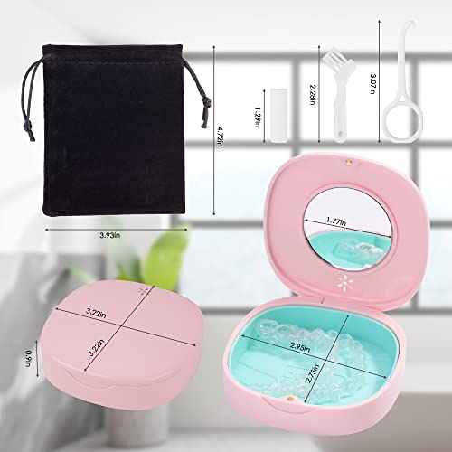 2 Pack Retainer Case with Vent Holes, Mirrors,Compatible with Invisalign,Night Guards - AB Mystery