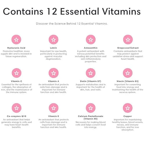 Re-Coll 1200mg Collagen Capsules - High Strength Supplement with Hyaluronic Acid - for Hair Skin - AB Mystery