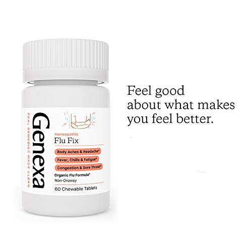 Genexa Flu Fix - 60 Tablets - Multi-Symptom Flu Remedy - Organic, Gluten Free & Non-GMO - Homeopathic - AB Mystery