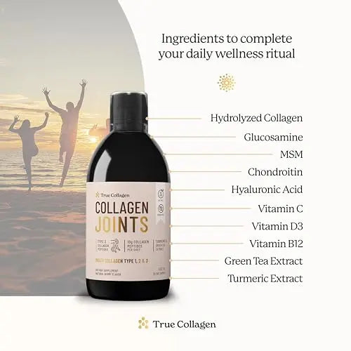 True Collagen Joint Peptides - Pack of 500ml, Berry Flavour | Dietary Supplements with Turmeric & Green Tea Extract - AB Mystery