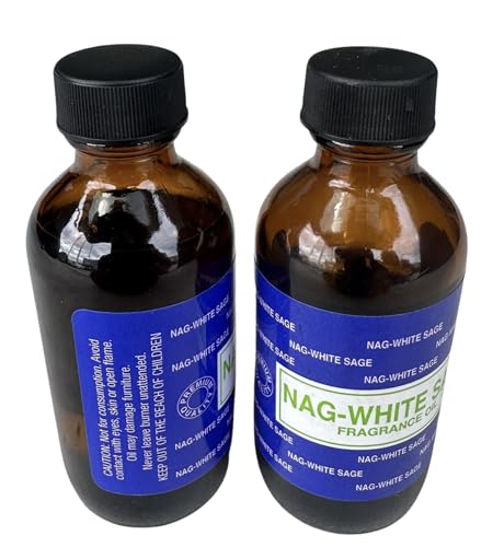 Premium Fragrance Oil 2 Bottles Nag-Musk or Nag-White Sage, 2 Ounces Each in a Glass Bottle - AB Mystery