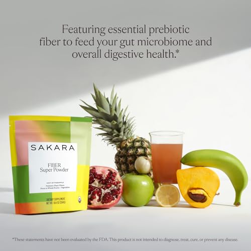 SAKARA Fiber Super Powder - Pineapple Flavor Prebiotic Fiber Powder, High Fiber - AB Mystery