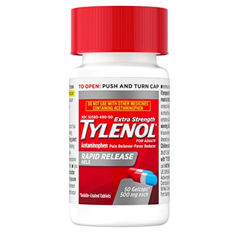 Tylenol Extra Strength Acetaminophen Rapid Release Gels for Pain & Fever, 50 Count - AB Mystery