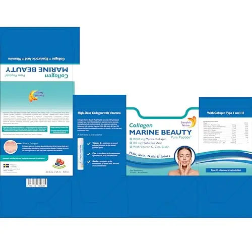 Swedish Nutra Marine Beauty Collagen | High Strength Type 1 & 3 Collagen to Rejuvenate Hair, Skin & Nails - AB Mystery