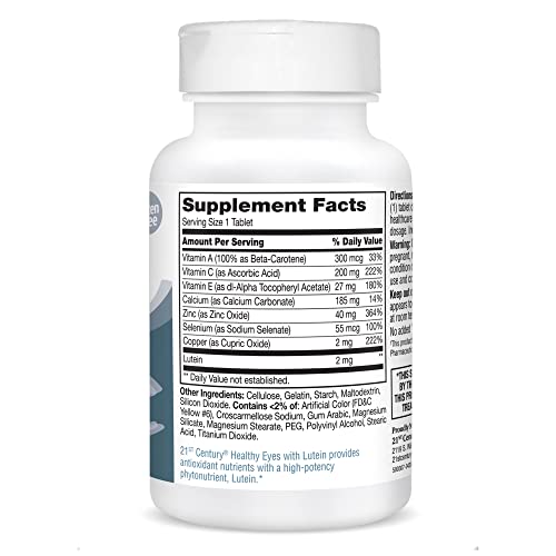 21st Century Healthy Eyes with Lutein Tablets, 60 Count, White (27452) - AB Mystery