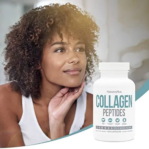 NaturesPlus Collagen Peptides Capsules - Premium Hydrolysed Collagen Supplement Type I, II, III, IV, V and X - Non-GMO, Gluten Free - 90 Capsules - AB Mystery