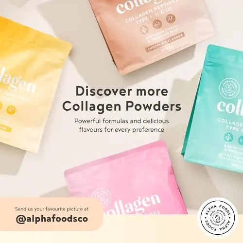 Collagen Powder with Hyaluronic Acid 400g - Collagen Peptides Supplement + Amino Acids Alpha Foods