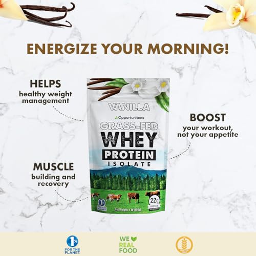 Opportuniteas Vanilla Whey Protein Powder - Grass Fed Whey Isolate + Real Sugar & Vanilla - AB Mystery