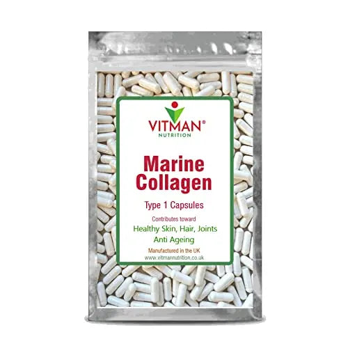 Marine Collagen Capsules - 600mg High Strength Hair, Skin and Joint Supplement 