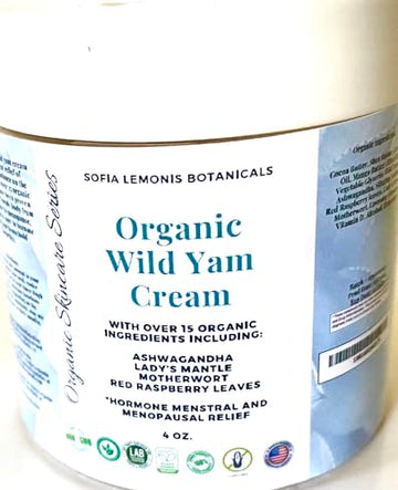 Organic Wild Yam Cream 15 Vitamins & Herbs Hormonal PCOS Menopause Period relief