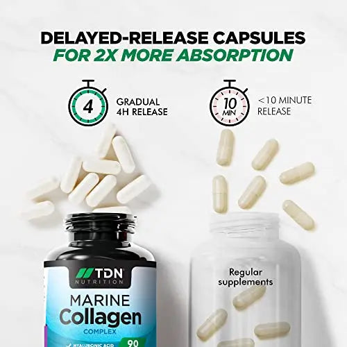 Marine Collagen Capsules 1400mg with Hyaluronic Acid, High Strength Collagen Supplement - AB Mystery