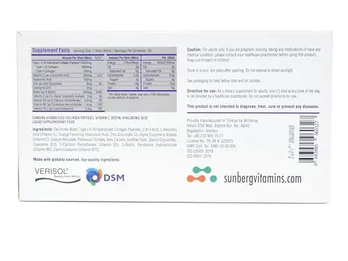 Sunberg Collagen Liquid Shots - 10000mg Collagen Supplement Type I,II,III Hyaluronic Acid - AB Mystery