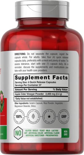 Horbaach Apple Cider Vinegar Capsules | 2400mg | 150 Count | Non-GMO, Gluten Free - AB Mystery