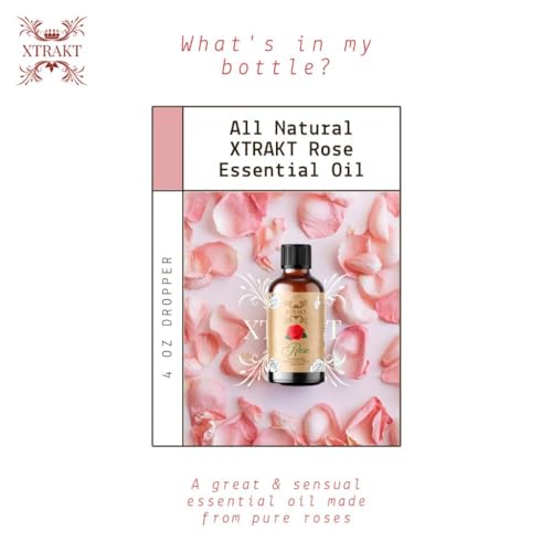 XTRAKT Pure Rose Essential Oil - Therapeutic Grade Aromatherapy Oil for Elegance and Emotional Balance - AB Mystery