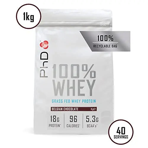 PhD Nutrition 100 Percent Whey, Grass Fed Whey, Lean Muscle Protein Powder PhD