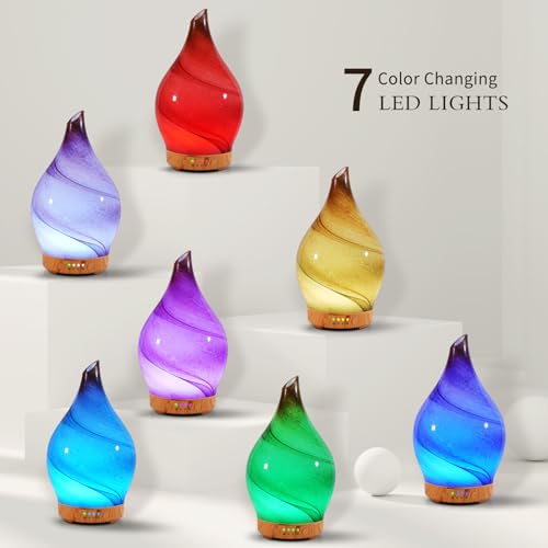 Porseme 100ml Glass Essential Oil Diffuser Aromatherapy Ultrasonic Cool Mist Humidifier 4 Running Hours - AB Mystery